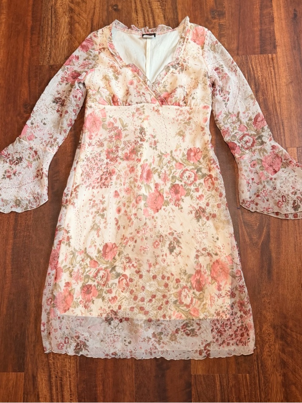 Studio Y Cream Dress with Pink Floral Trim